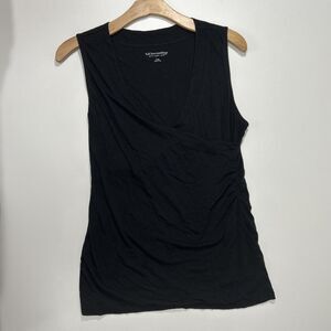 Soft Surroundings Large Top Black Sleeveless Crossover Pima Cotton Modal Blend